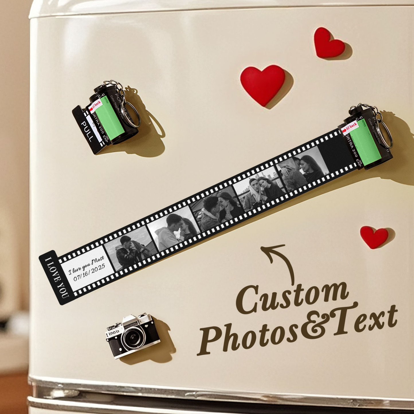 Custom Film Roll Fridge Magnet – Personalized Photo Gift for Couples or Family