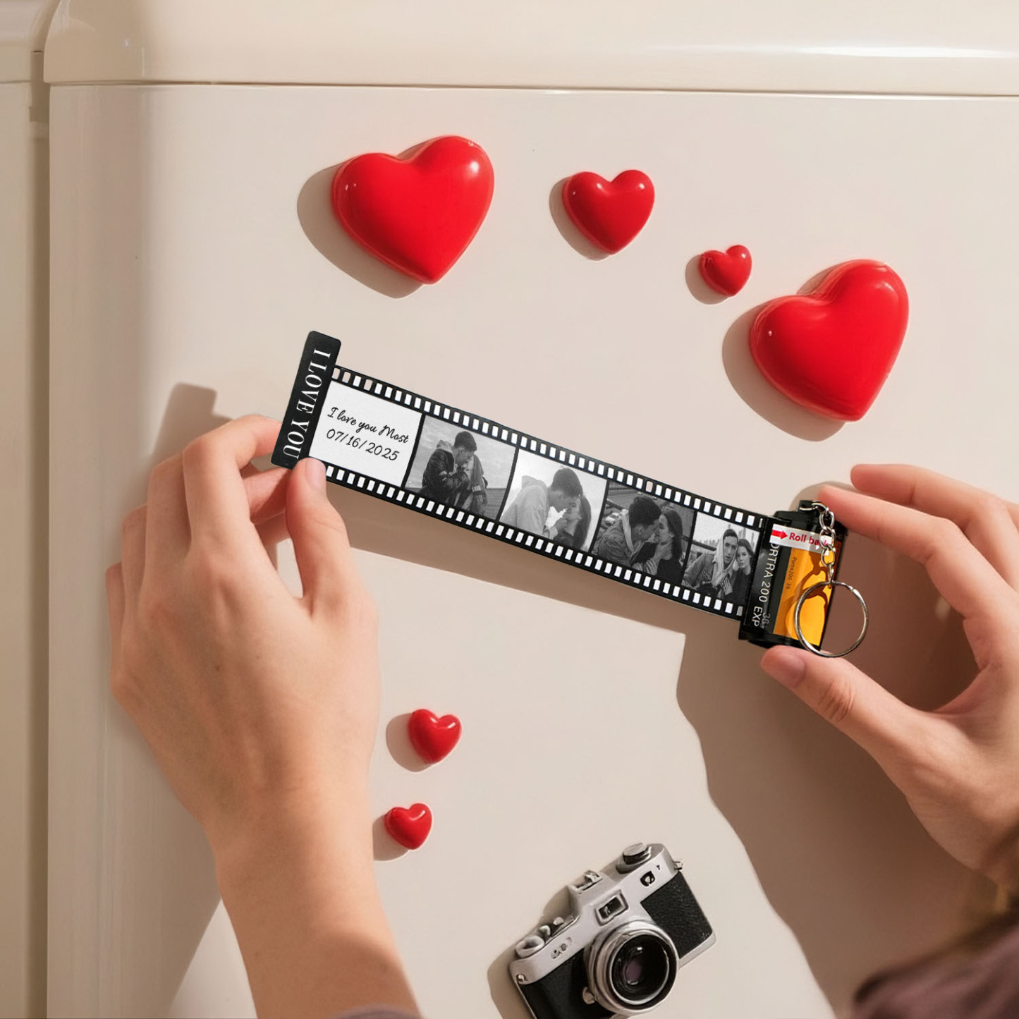 Custom Film Roll Fridge Magnet – Personalized Photo Gift for Couples or Family