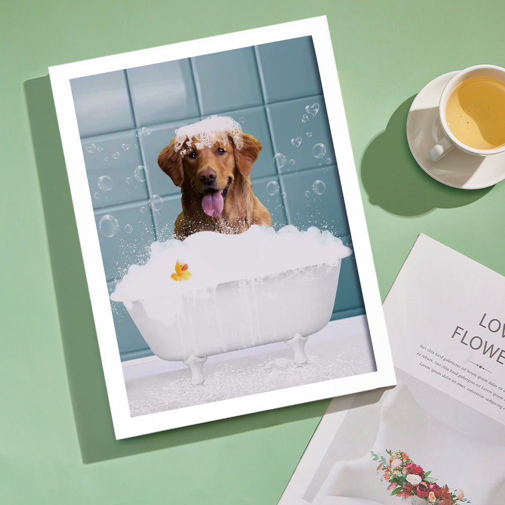 Retrato De Mascota Personalizado A Partir De Una Foto, Arte Mural Para Habitación De Invitados, Arte Divertido Para El Baño - CustWitES