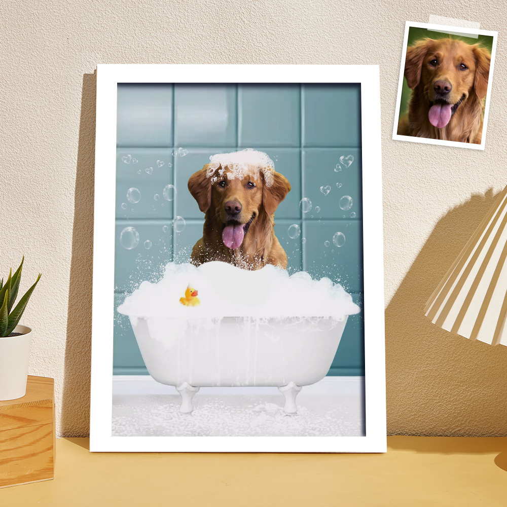 Retrato De Mascota Personalizado A Partir De Una Foto, Arte Mural Para Habitación De Invitados, Arte Divertido Para El Baño - CustWitES