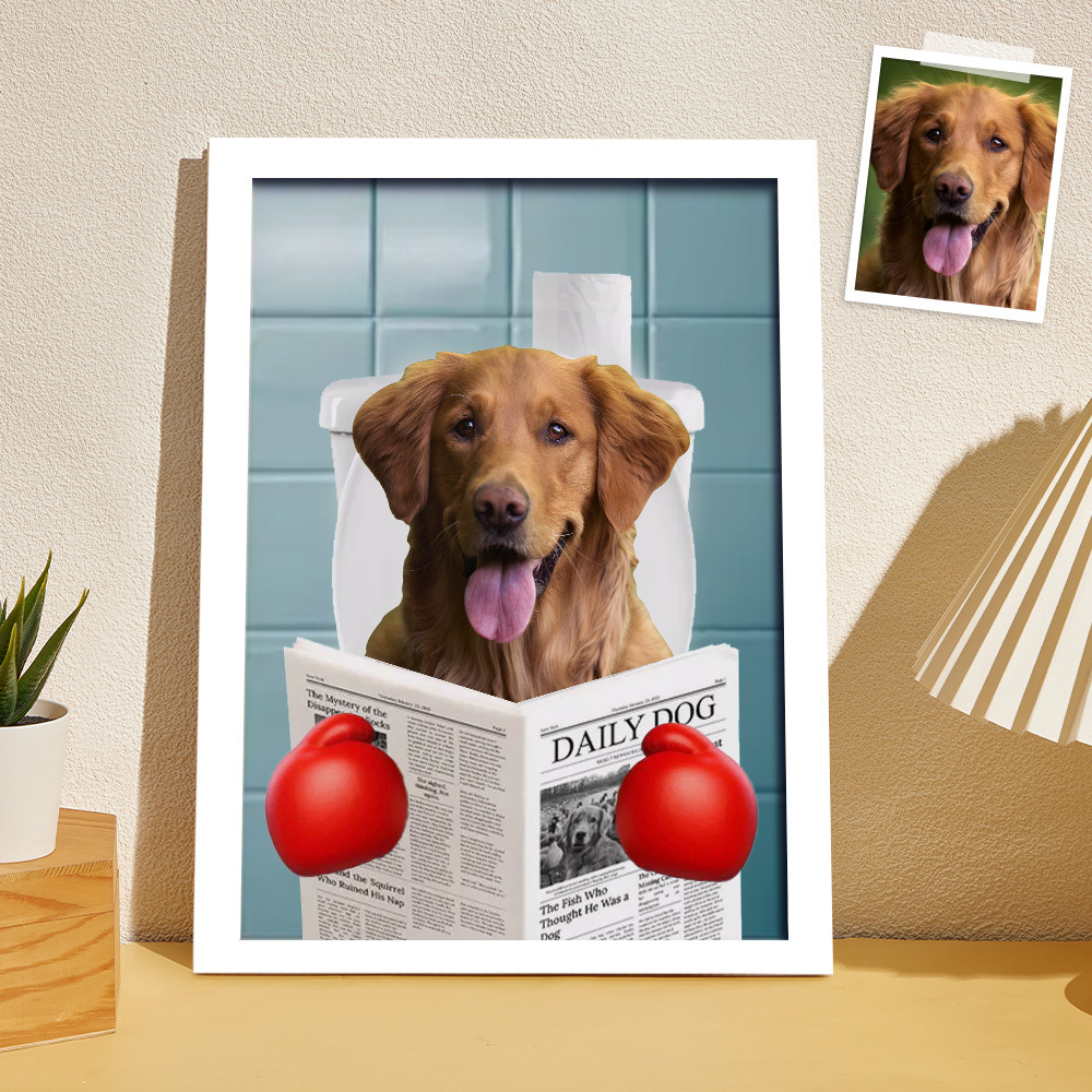 Retrato De Mascota Personalizado A Partir De Una Foto, Arte Mural Para Habitación De Invitados, Arte Divertido Para El Baño - CustWitES