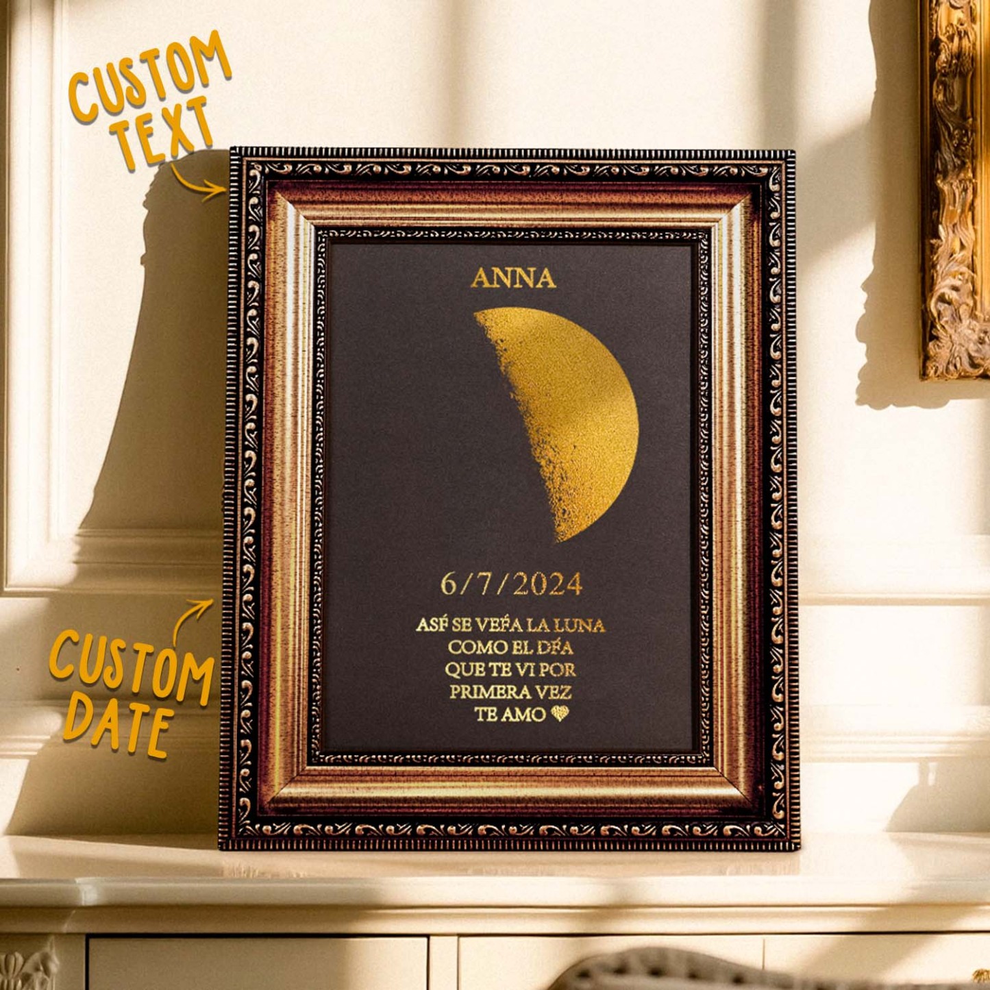 Marco De Fase Lunar Personalizado Con Fecha De Nacimiento, Regalo Ideal Para Papá, Regalos Para El Día Del Padre