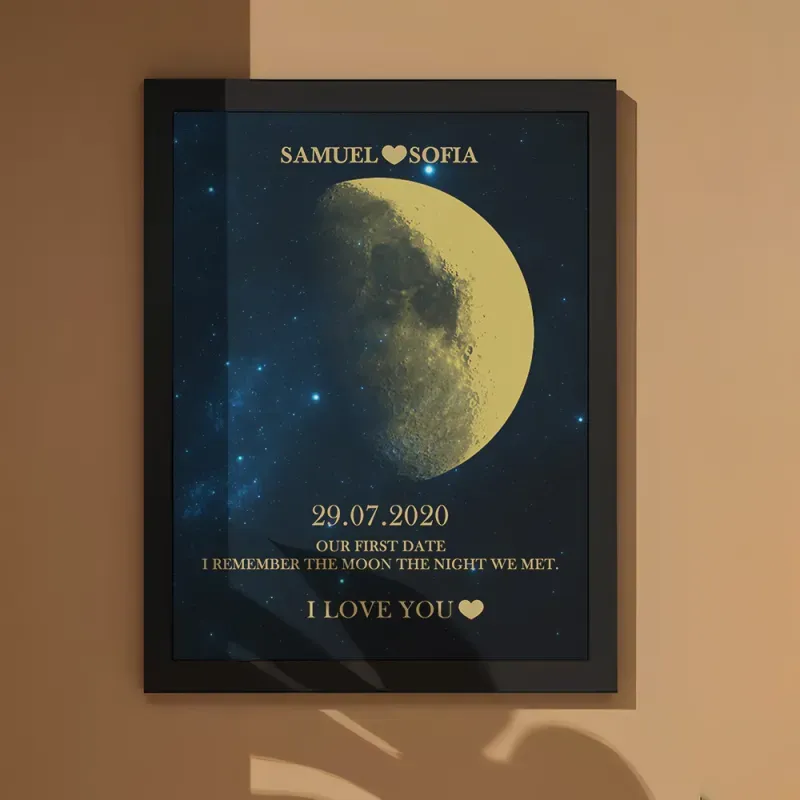Regalos Personalizados Con Marco De Impresión Dorada De Fase Lunar Para Cumpleaños Y Aniversario