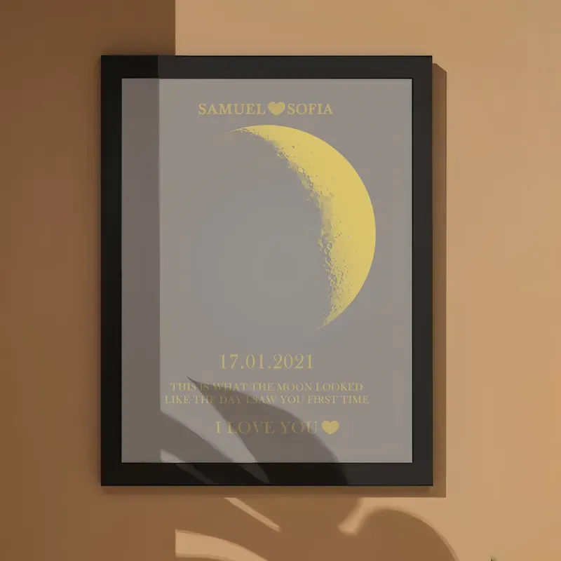 Regalos Personalizados Con Marco De Impresión Dorada De Fase Lunar Para Cumpleaños Y Aniversario
