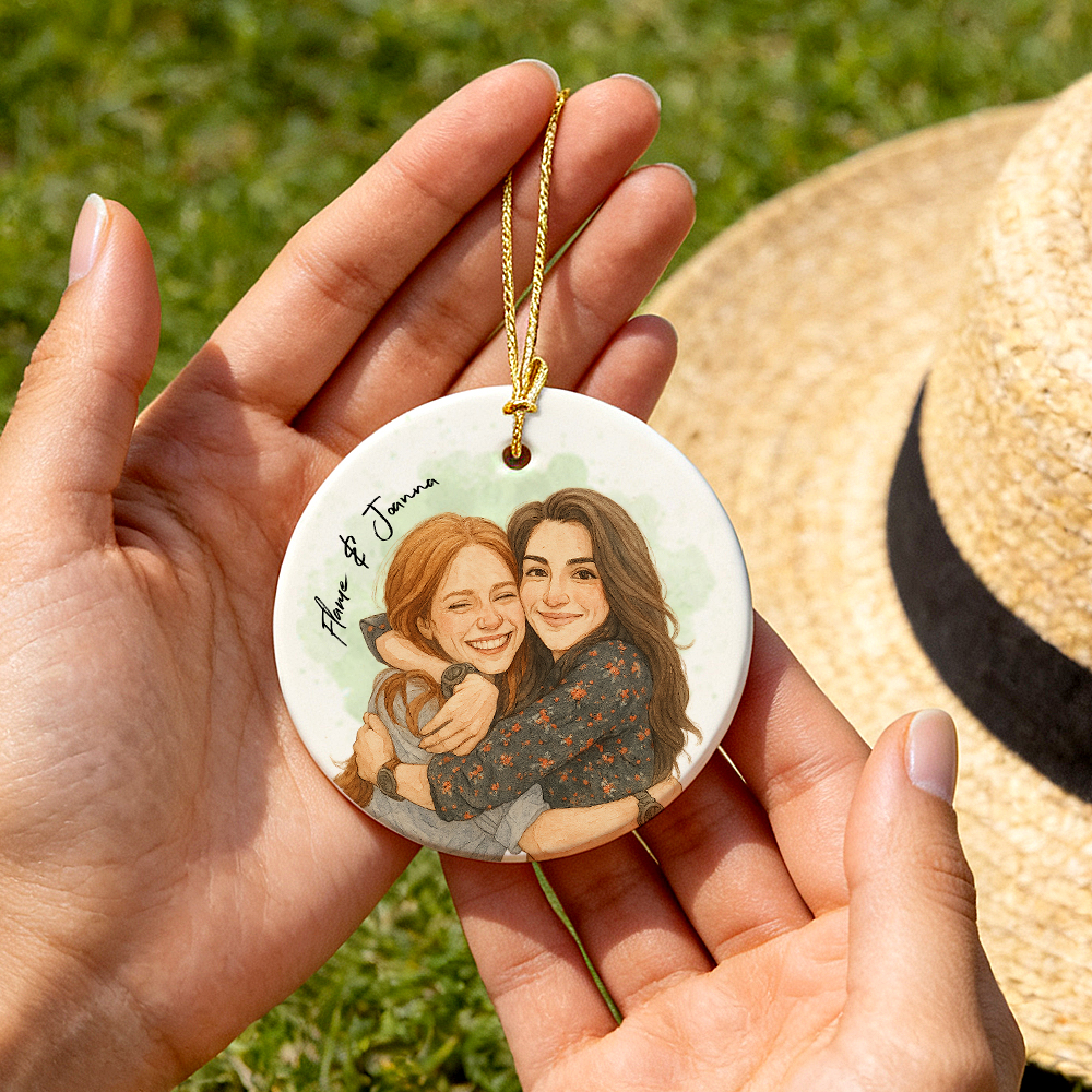 Adorno Personalizado en Acuarela – Foto y Nombres, Regalo Romántico para Tu Pareja