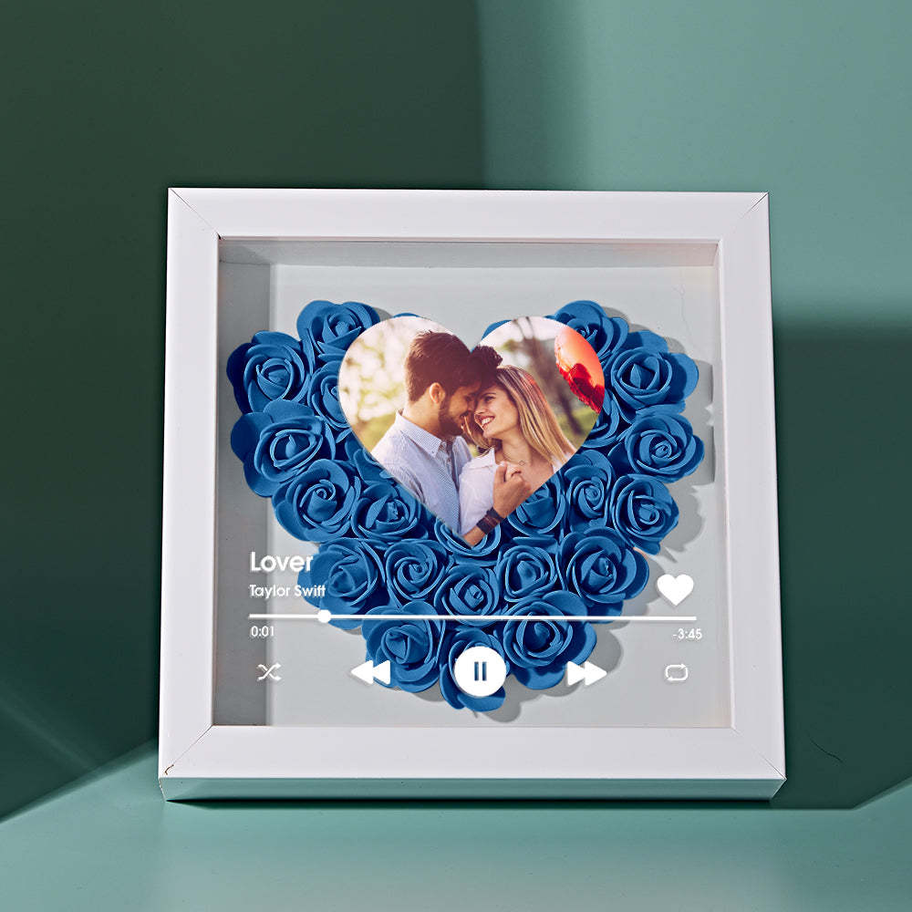 Custom Heart Flower Shadow Box with Photo Romantic Gifts for Lover - CustWitUK