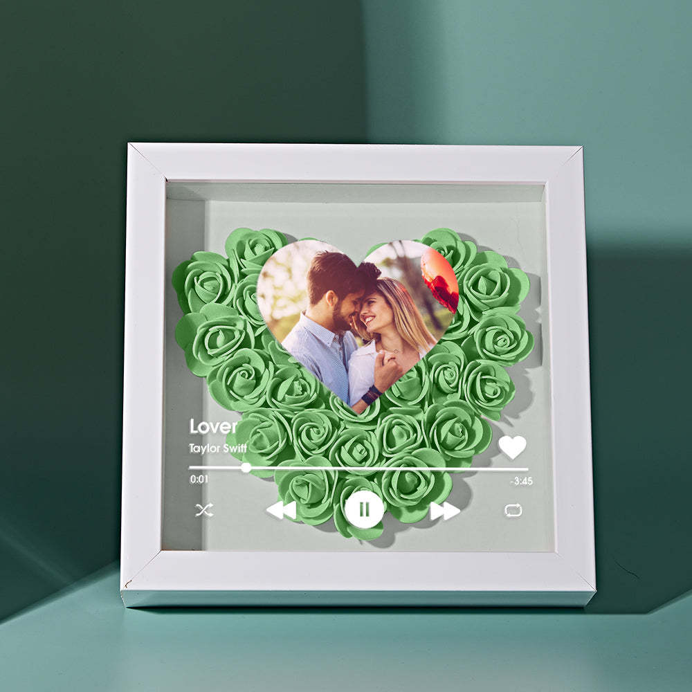 Custom Heart Flower Shadow Box with Photo Romantic Gifts for Lover - CustWitUK