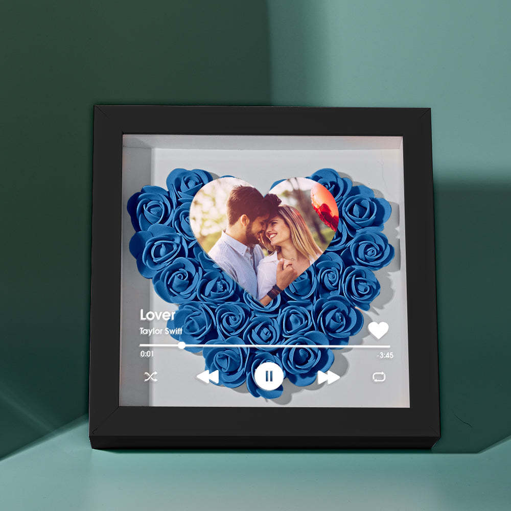Custom Heart Flower Shadow Box with Photo Romantic Gifts for Lover - CustWitUK