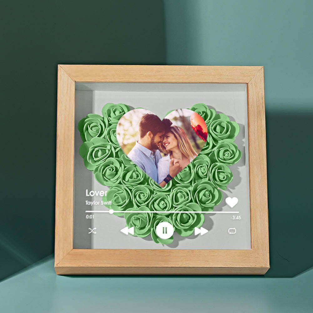 Custom Heart Flower Shadow Box with Photo Romantic Gifts for Lover - CustWitUK