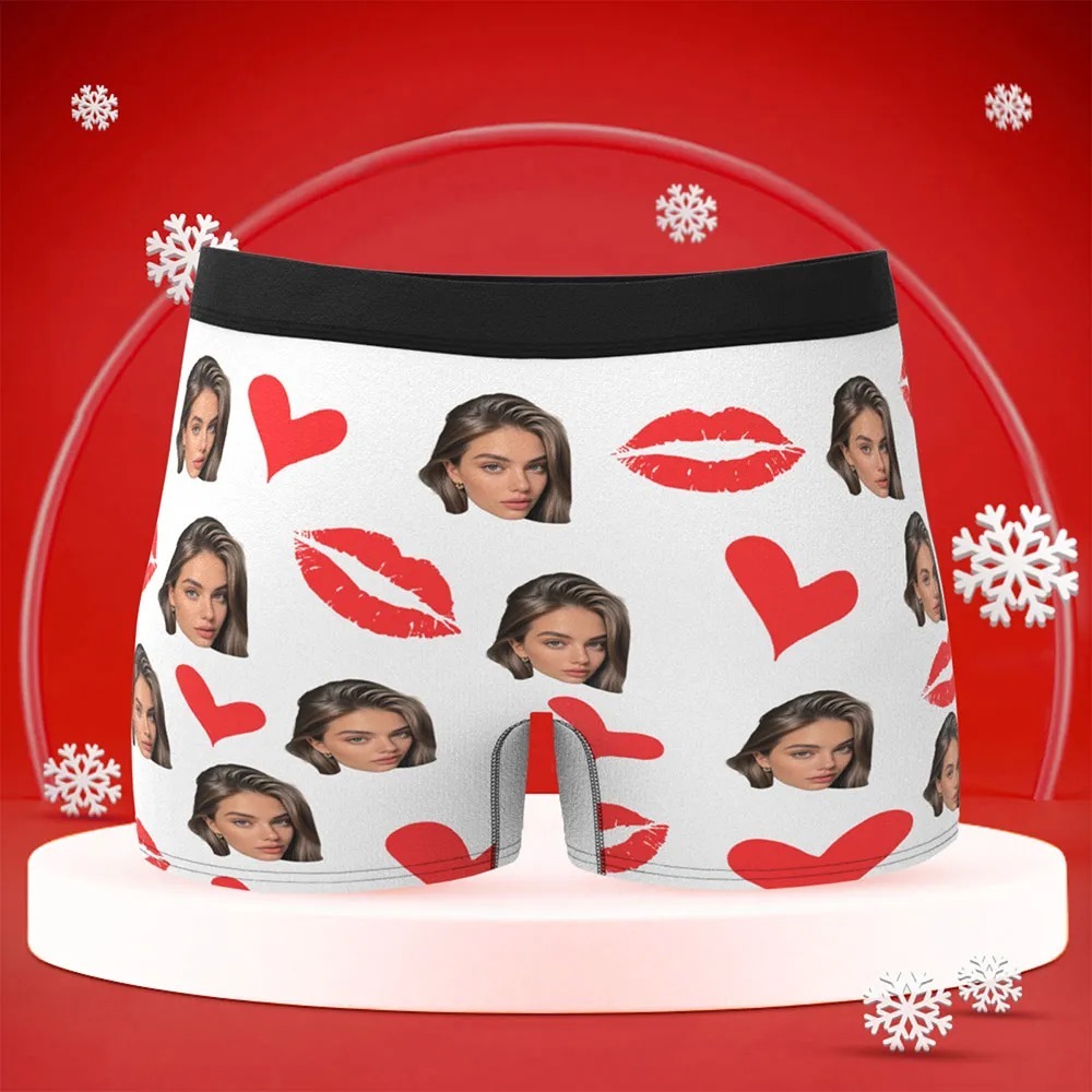 Personalized Red Lips, Custom Underwear, Custom Photo Underwear, Custom Photo Christmas Panties