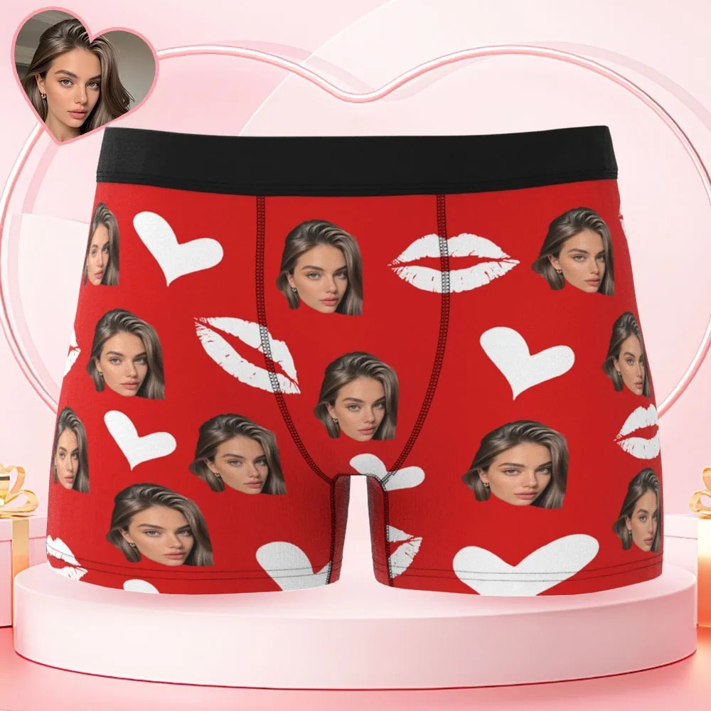 Personalized Red Lips, Custom Underwear, Custom Photo Underwear, Custom Photo Christmas Panties