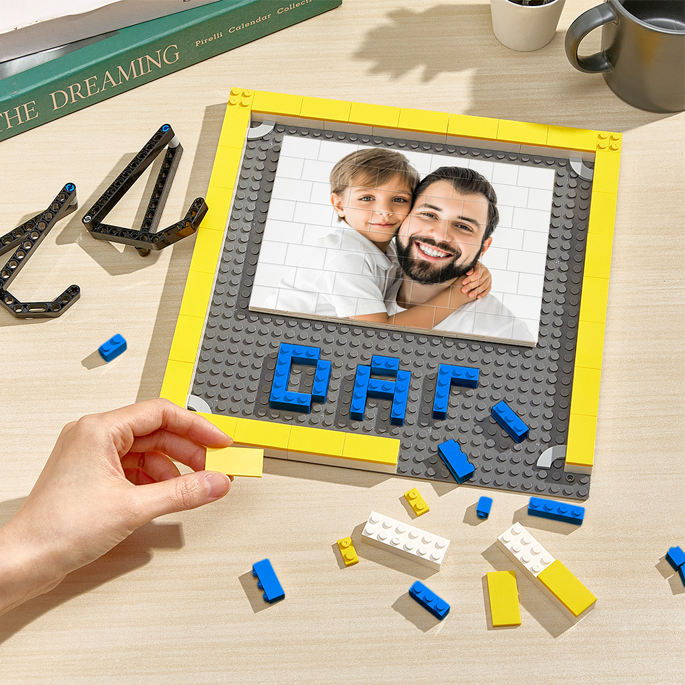 Rompecabezas De Bloques De Construcción Con Foto Personalizados, Marco De Fotos De Bloques De Construcción Personalizados Para Papá, Regalos Para El Día Del Padre - CustWitES