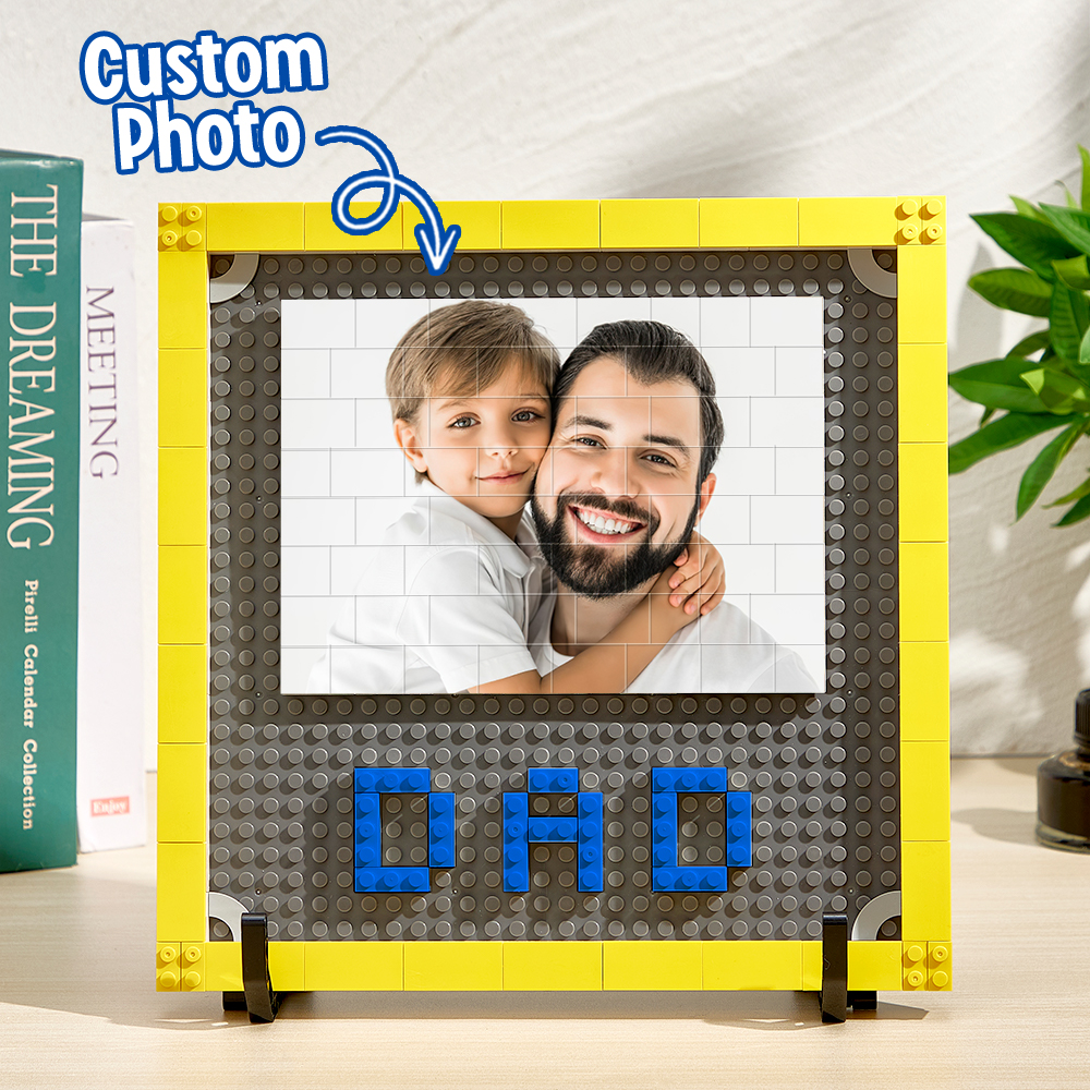 Rompecabezas De Bloques De Construcción Con Foto Personalizados, Marco De Fotos De Bloques De Construcción Personalizados Para Papá, Regalos Para El Día Del Padre - CustWitES