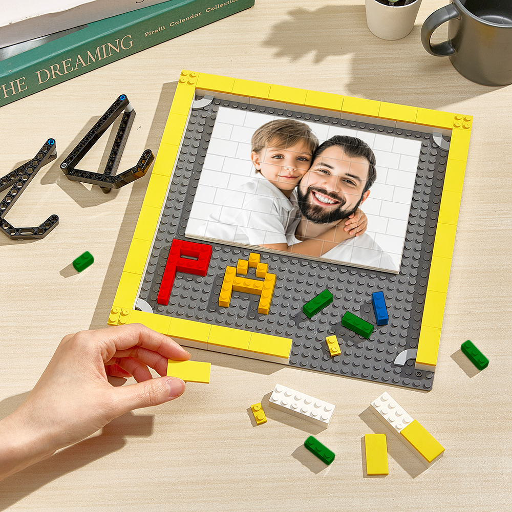 Rompecabezas De Bloques De Construcción Con Fotos Personalizados, Marco De Fotos Personalizado Con Bloques De Construcción Para Papá, Regalos Para El Día Del Padre - CustWitES