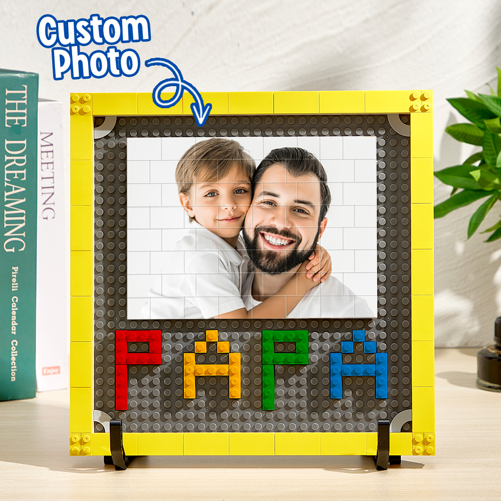 Rompecabezas De Bloques De Construcción Con Fotos Personalizados, Marco De Fotos Personalizado Con Bloques De Construcción Para Papá, Regalos Para El Día Del Padre - CustWitES