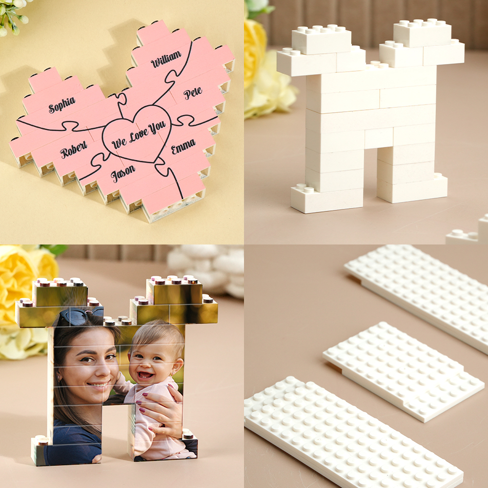 Rompecabezas De Ladrillos De Construcción De Fotos De Mamá Personalizados Con Bloque De Fotos De Nombre De Familia Para Regalo Del Día De La Madre - CustWitES
