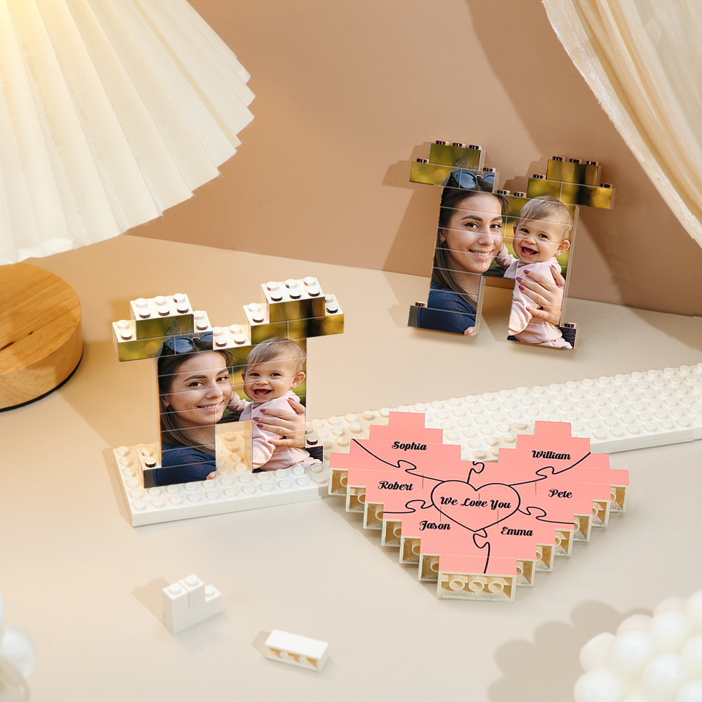 Rompecabezas De Ladrillos De Construcción De Fotos De Mamá Personalizados Con Bloque De Fotos De Nombre De Familia Para Regalo Del Día De La Madre - CustWitES