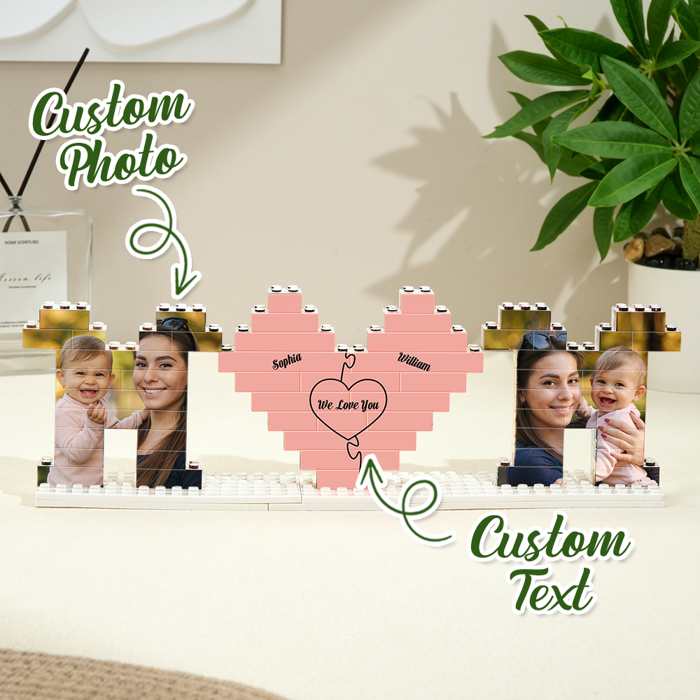 Rompecabezas De Ladrillos De Construcción De Fotos De Mamá Personalizados Con Bloque De Fotos De Nombre De Familia Para Regalo Del Día De La Madre - CustWitES