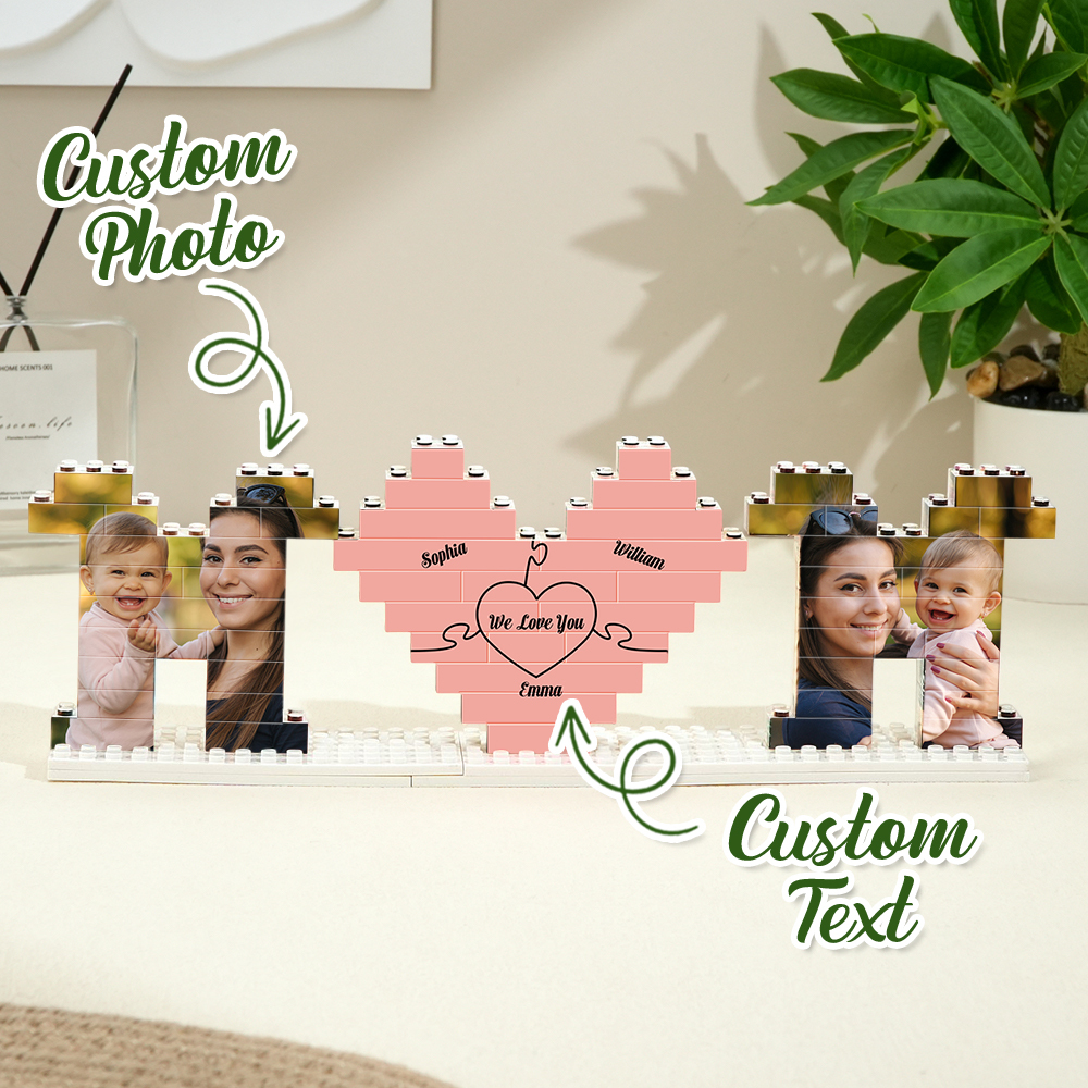 Rompecabezas De Ladrillos De Construcción De Fotos De Mamá Personalizados Con Bloque De Fotos De Nombre De Familia Para Regalo Del Día De La Madre - CustWitES