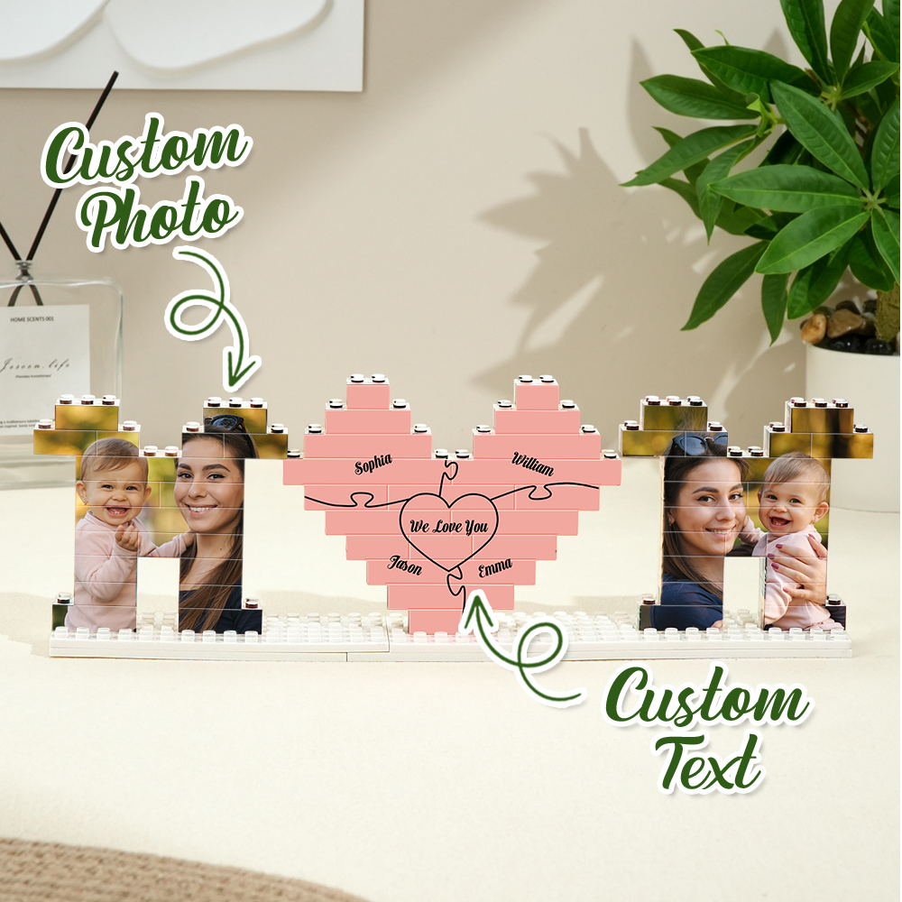 Rompecabezas De Ladrillos De Construcción De Fotos De Mamá Personalizados Con Bloque De Fotos De Nombre De Familia Para Regalo Del Día De La Madre - CustWitES
