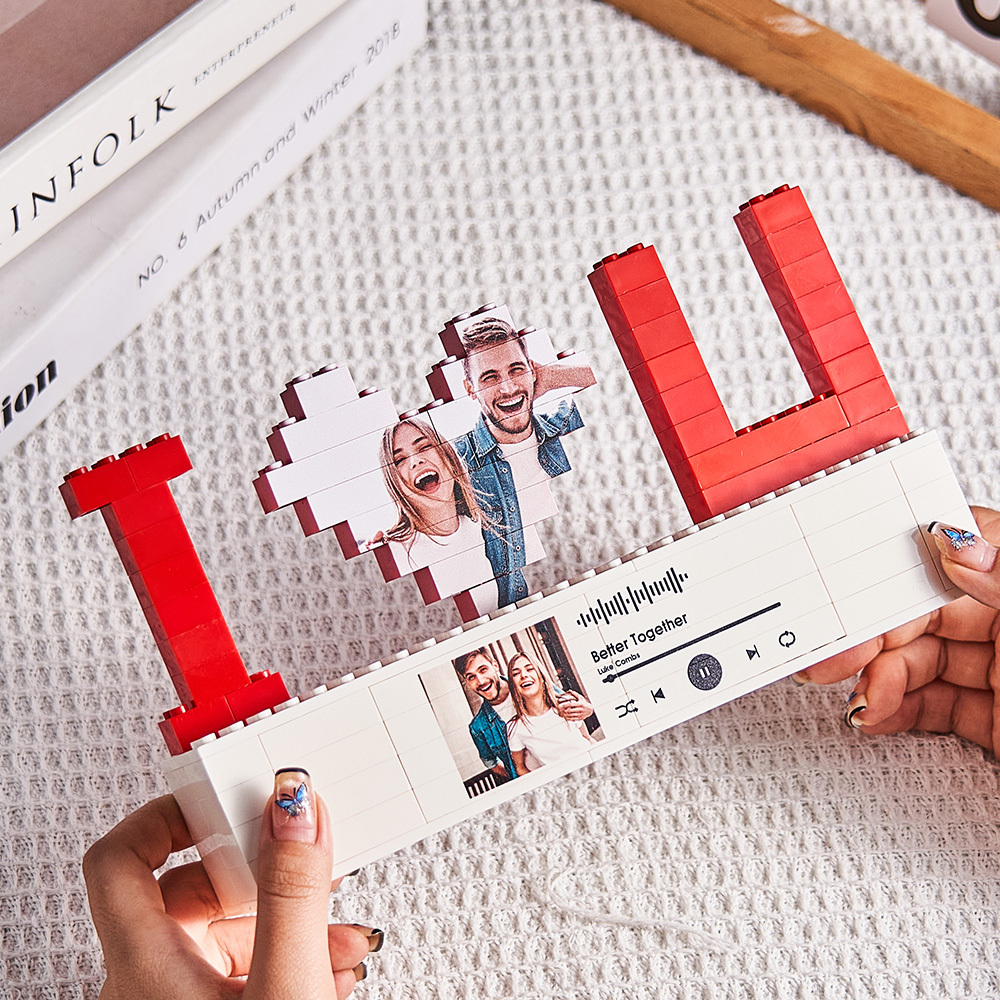 Rompecabezas De Bloques De Construcción Con Foto Personalizada 'te Amo', Código De Spotify, Música, Foto, Regalo Para Pareja - CustWitES