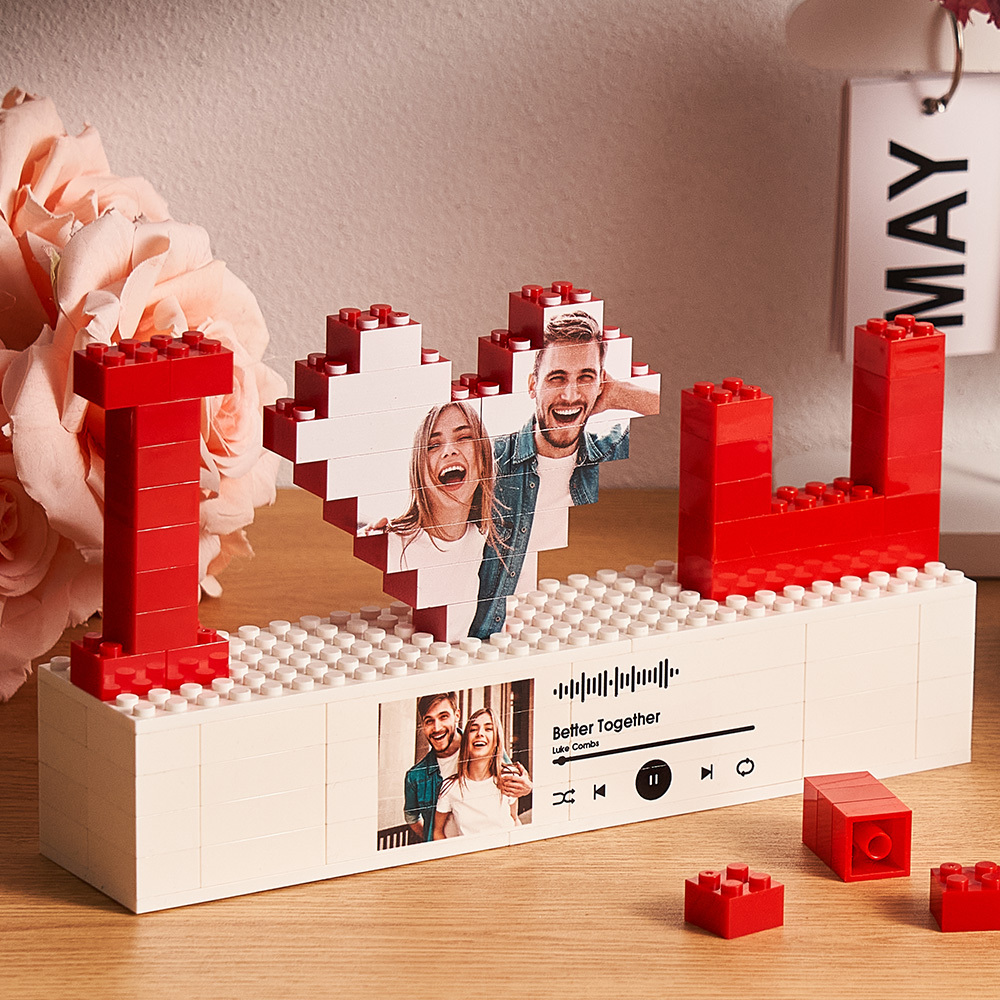 Rompecabezas De Bloques De Construcción Con Foto Personalizada 'te Amo', Código De Spotify, Música, Foto, Regalo Para Pareja - CustWitES