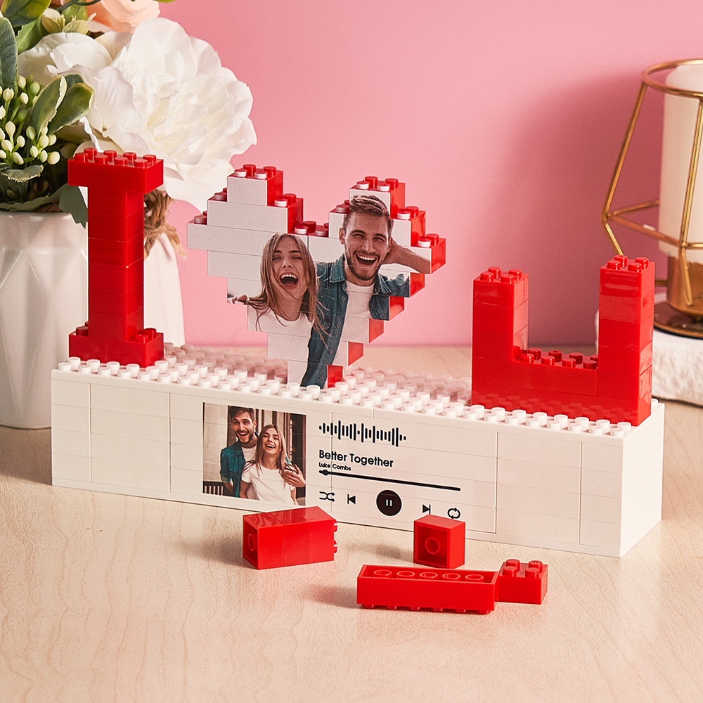 Rompecabezas De Bloques De Construcción Con Foto Personalizada 'te Amo', Código De Spotify, Música, Foto, Regalo Para Pareja - CustWitES