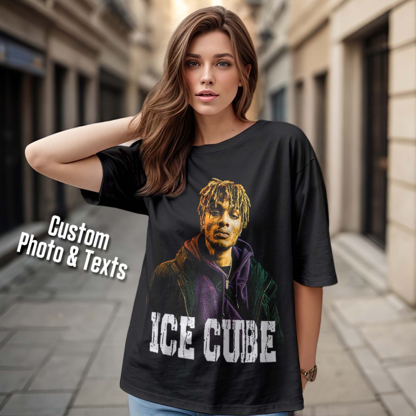 Camiseta Vintage Con Foto Personalizada, Retrato Personalizado, Camiseta De Rap De Moda Con Nombre - CustWitES