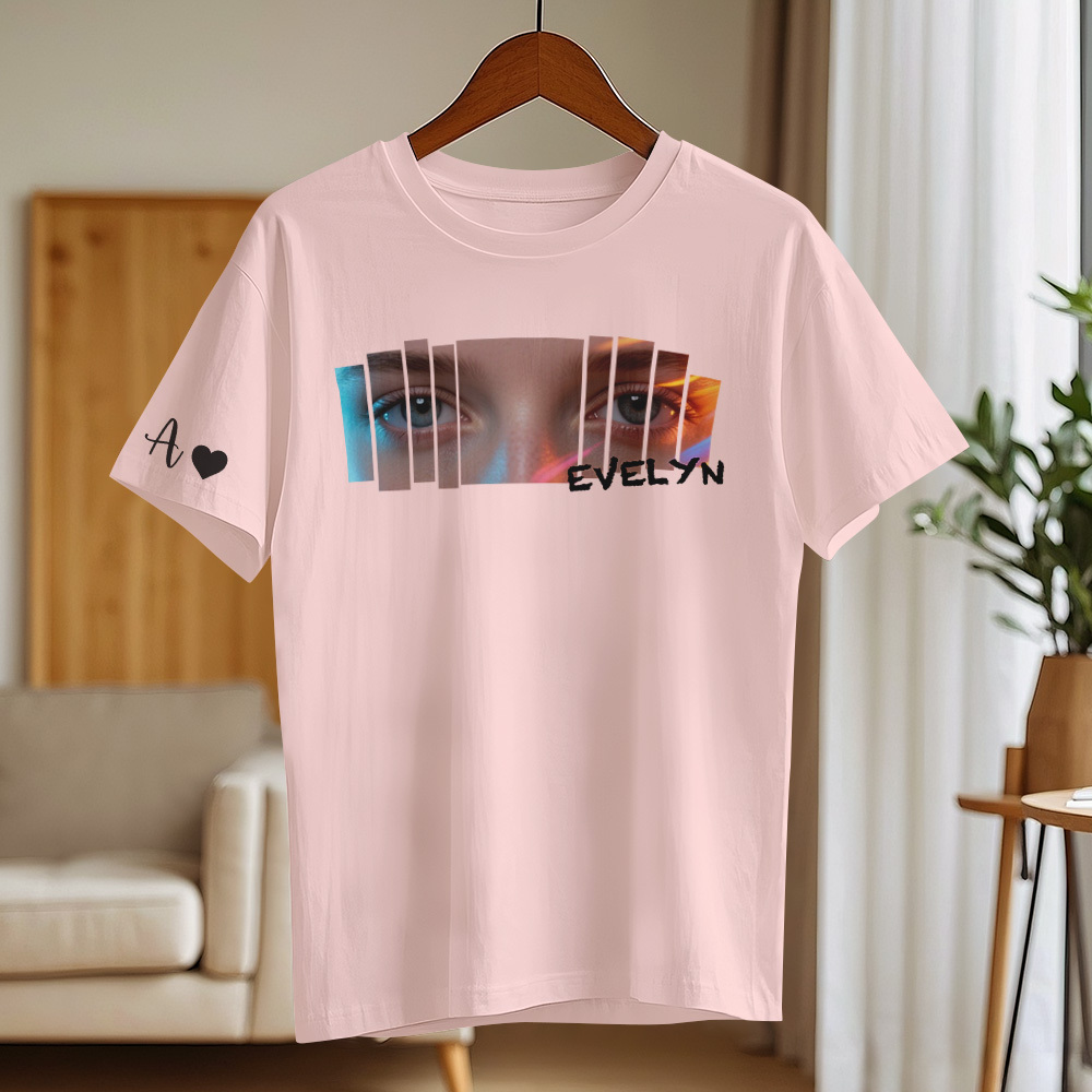 Camiseta De Ojos Personalizada, Camiseta De Ojos De Novia, Foto Y Nombre Personalizados - CustWitES