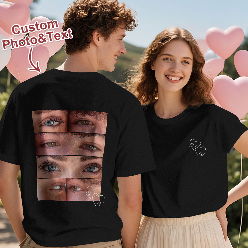 Camiseta Con Foto Personalizada Y Ojos Personalizados Para Pareja - CustWitES