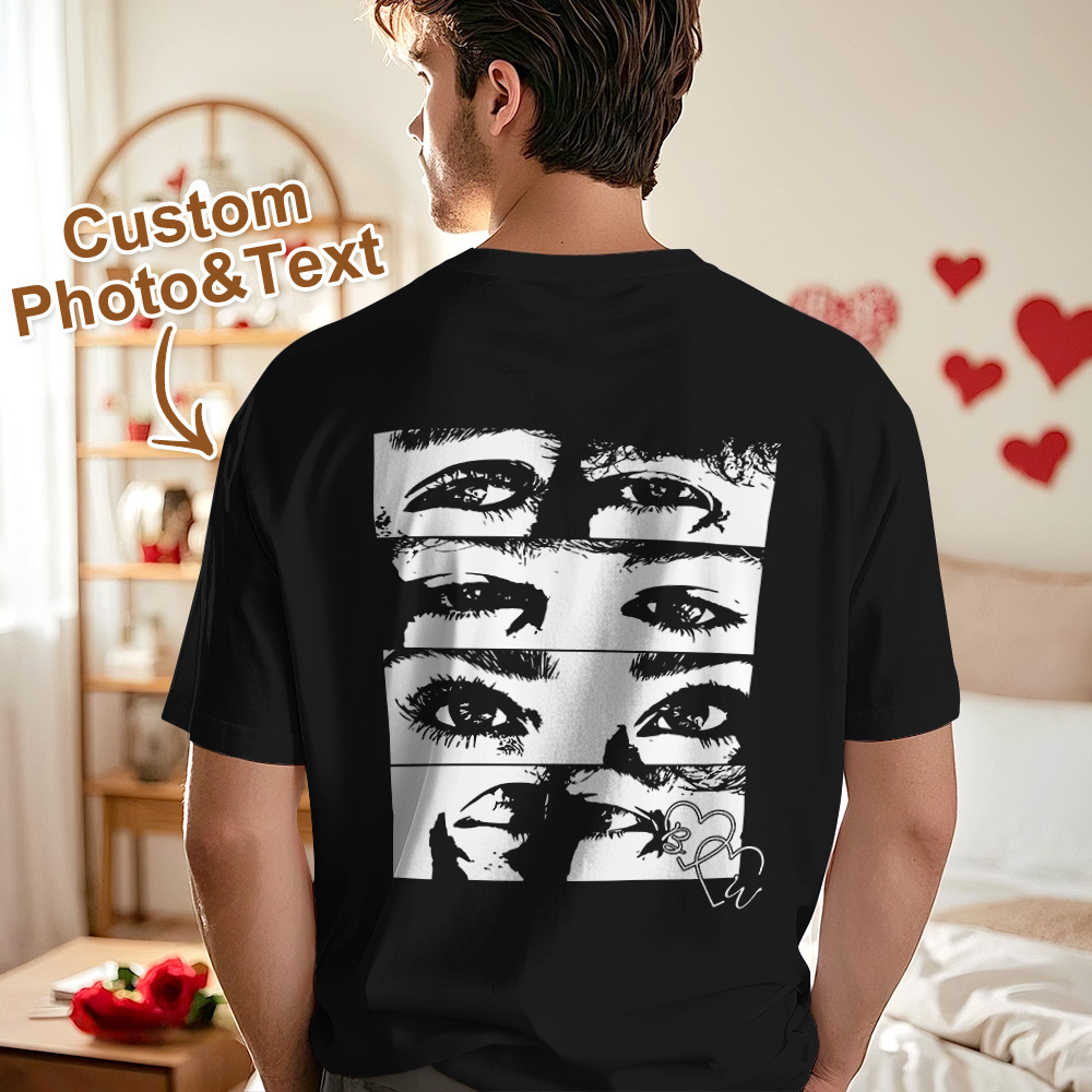 Camiseta Con Foto Personalizada Y Ojos Personalizados Para Pareja - CustWitES
