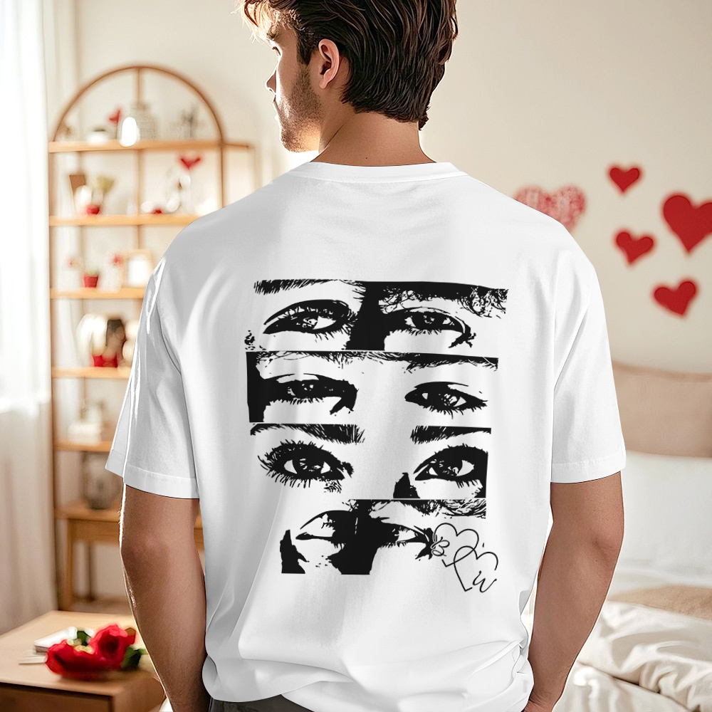 Camiseta Con Foto Personalizada Y Ojos Personalizados Para Pareja - CustWitES