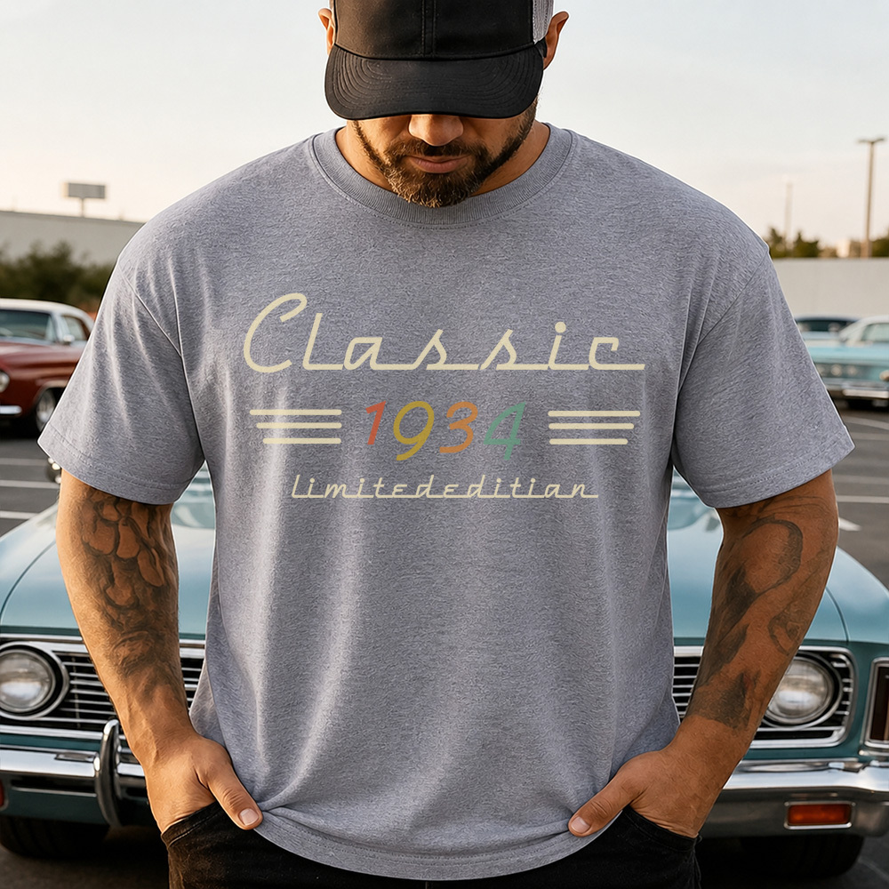 Camiseta Clásica Personalizada Con Gráfico Retro Del Año De Nacimiento, Regalo De Cumpleaños único Del Año Personalizado Para Papá - CustWitES
