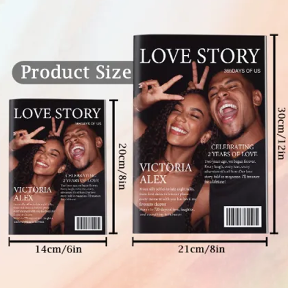 Personalized LOVE STORY Magazine for Couples on Valentine's Day
