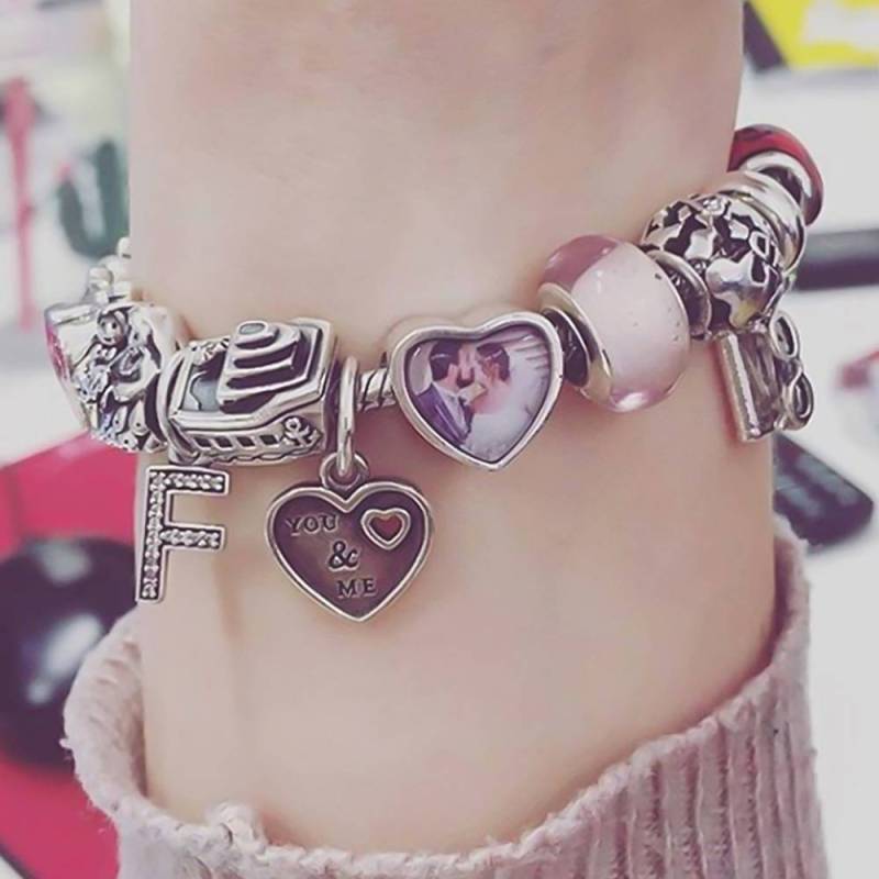 Custom Engraved Heart Photo Charm Projection Charm Bracelet Jewelry Gift For Couples Christmas Gifts