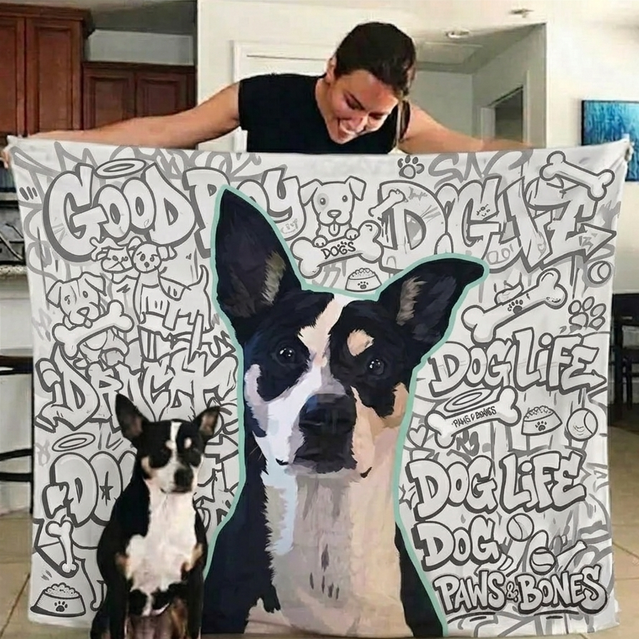 Manta Para Colorear DIY Foto De Cara De Perro Personalizada Con Marcadores De 24 Colores, Colorea Tus Propias Mantas