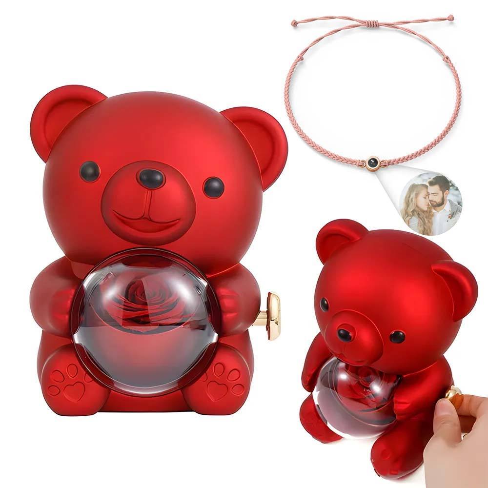 Projection Bracelet with Rose Bear Giftbox for Lover - CustWitUK