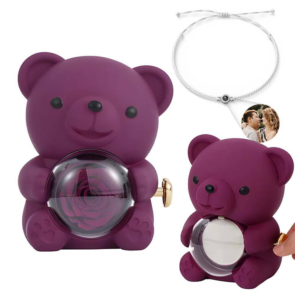 Projection Bracelet with Rose Bear Giftbox for Lover - CustWitUK
