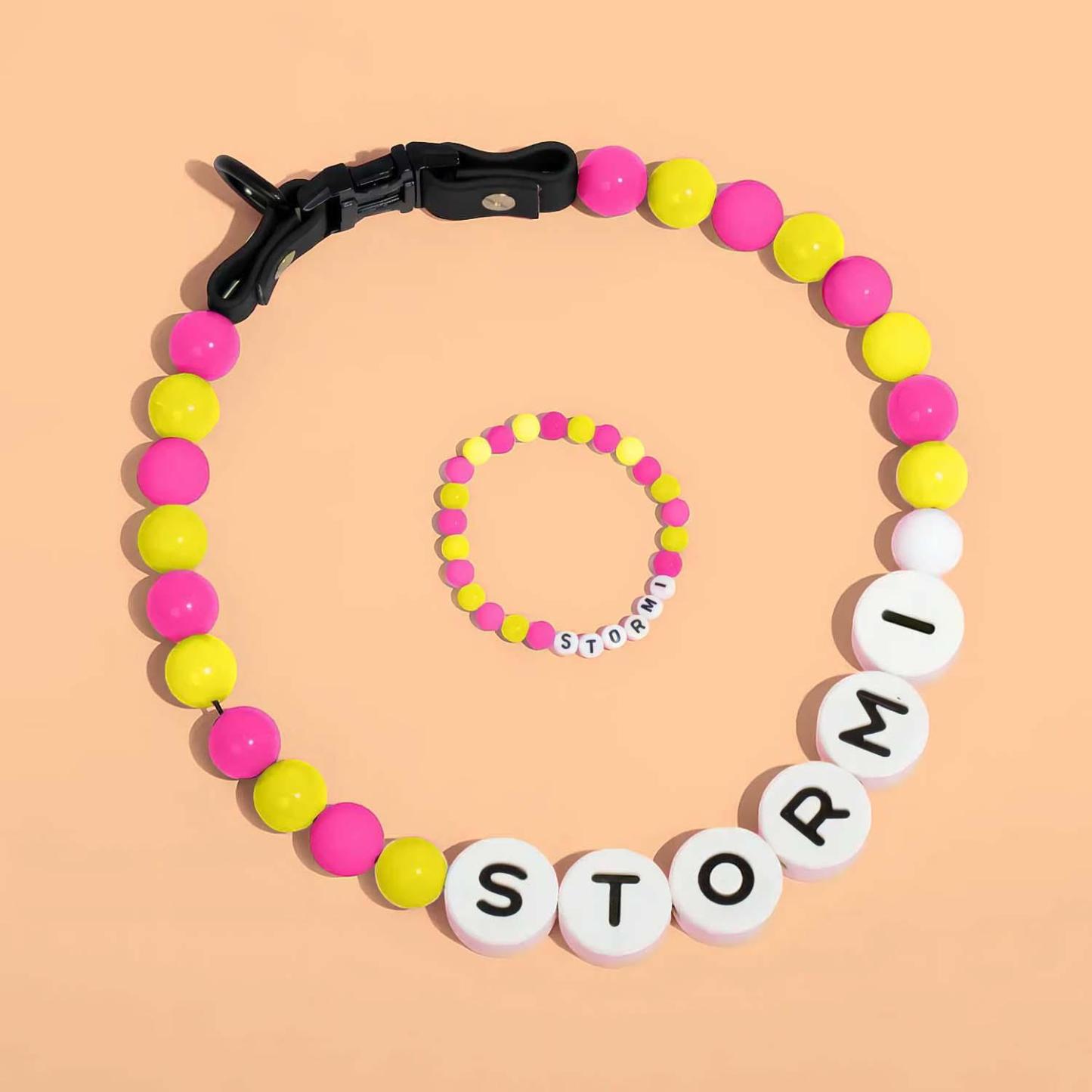 Personalized Pet Name Necklace – Comes with a Free Matching Bracelet Gift for Dog