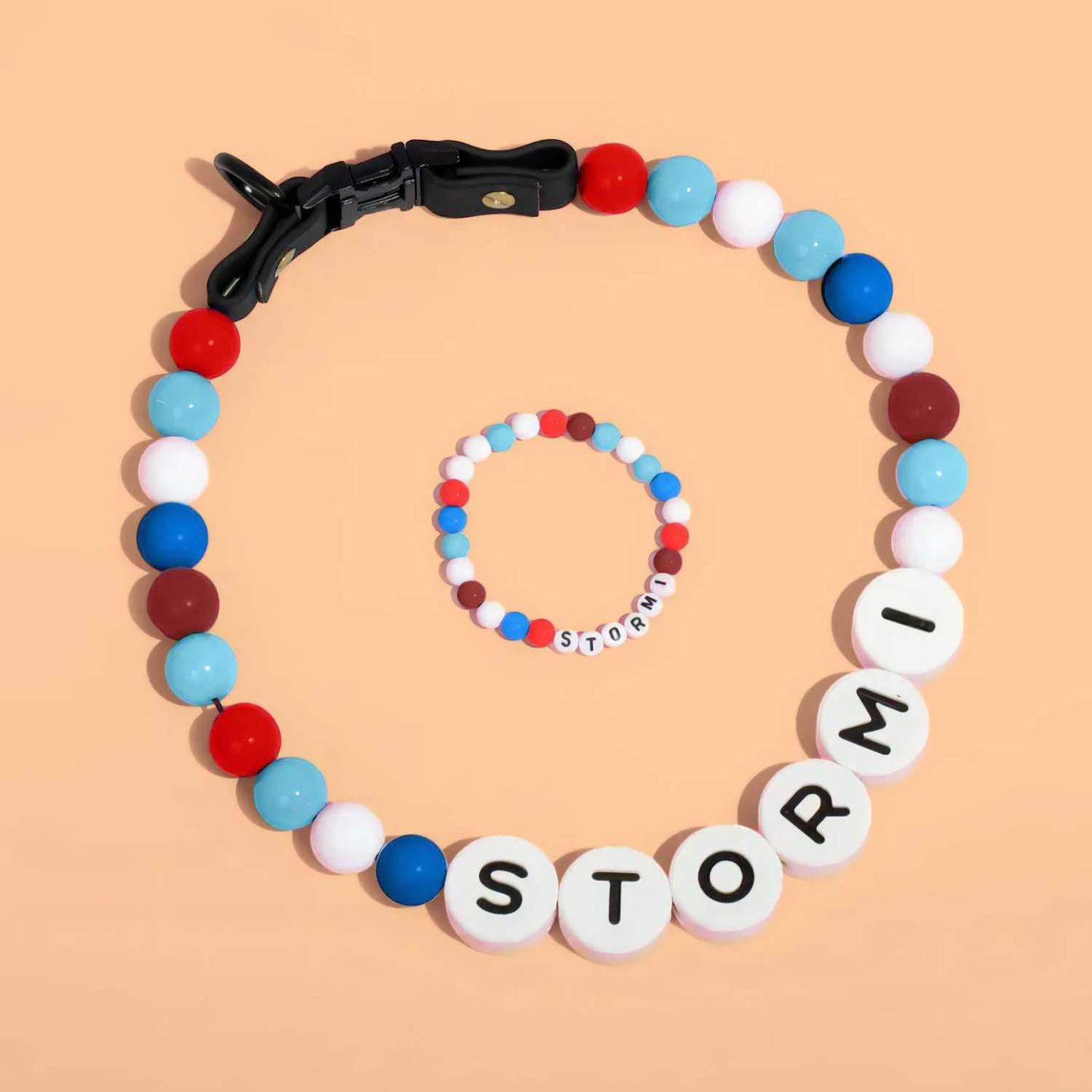 Personalized Pet Name Necklace – Comes with a Free Matching Bracelet Gift for Dog