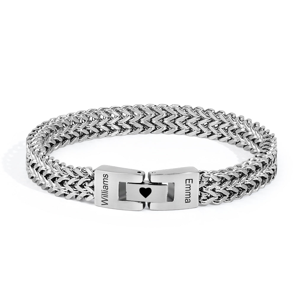 Pulsera Entrelazada Personalizada De Acero Inoxidable Para Hombre Con Nombres Grabados, Regalo Para Él - CustWitES