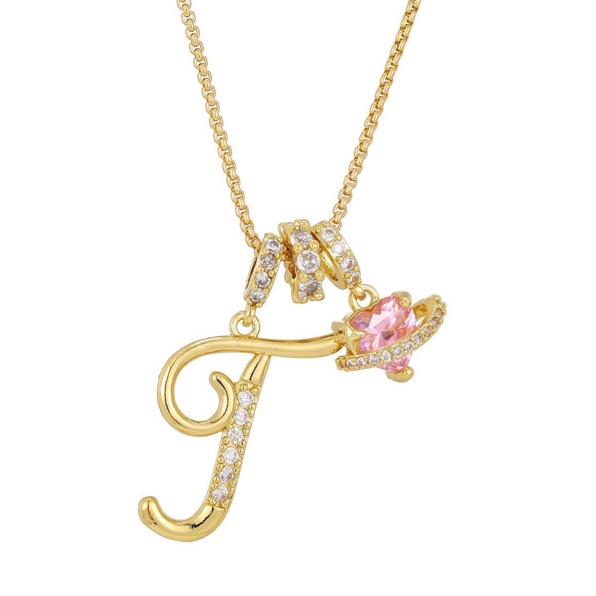 Initial Letter Necklace with Pink Heart Charm – Personalized Token of Love, Valentine's Day Gift