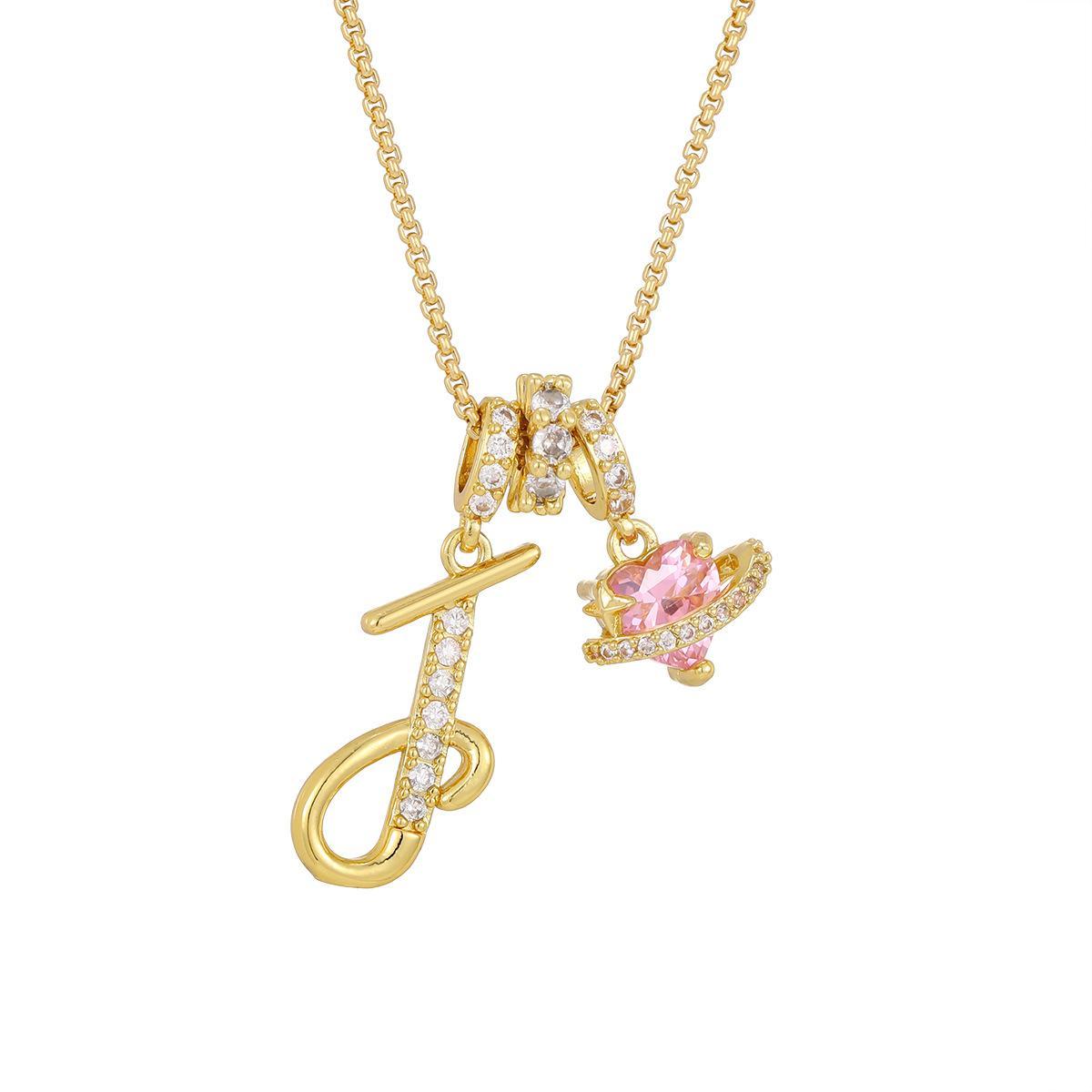 Initial Letter Necklace with Pink Heart Charm – Personalized Token of Love, Valentine's Day Gift