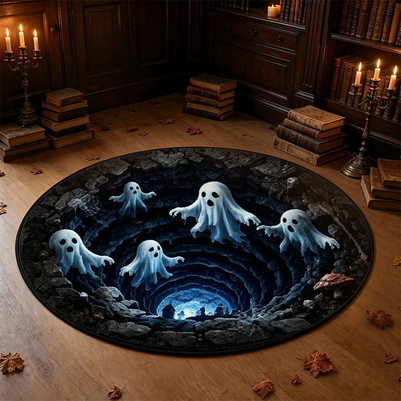 3D Optical Illusion Halloween Rug – Spooky Bottomless Hole Non-Slip Area Rug for Living Room, Entryway & Holiday Decor - MyHawaiianShirts