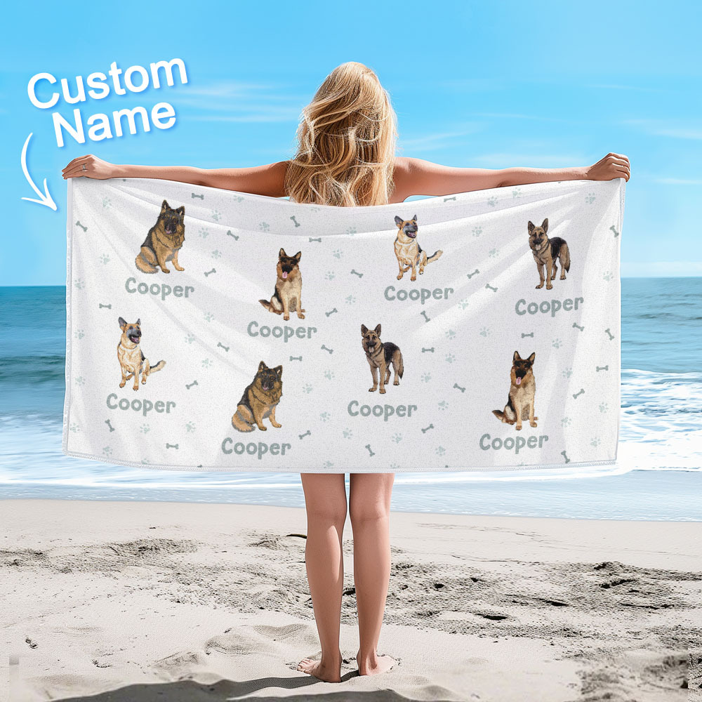Toalla De Playa Personalizada Con Diseño De Perro, Regalo De Verano Perfecto Para Amantes De Las Mascotas. - CustWitES