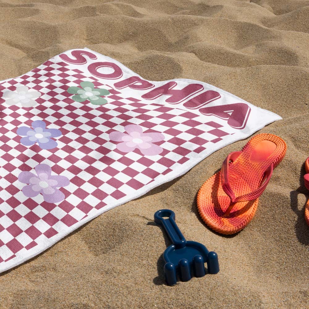 Toalla De Playa Floral Personalizada, Estilo Retro Multiusos, Regalo Para Vacaciones - CustWitES
