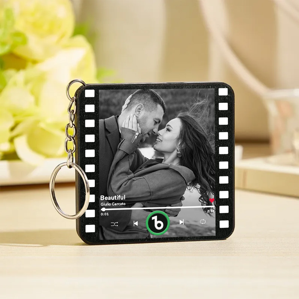 Custom Mini Music Fridge Magnets Keychain Vintage Movie Album Mini Fridge Magnet Keychain Can Play Songs Gift for Couples - CustWitUK