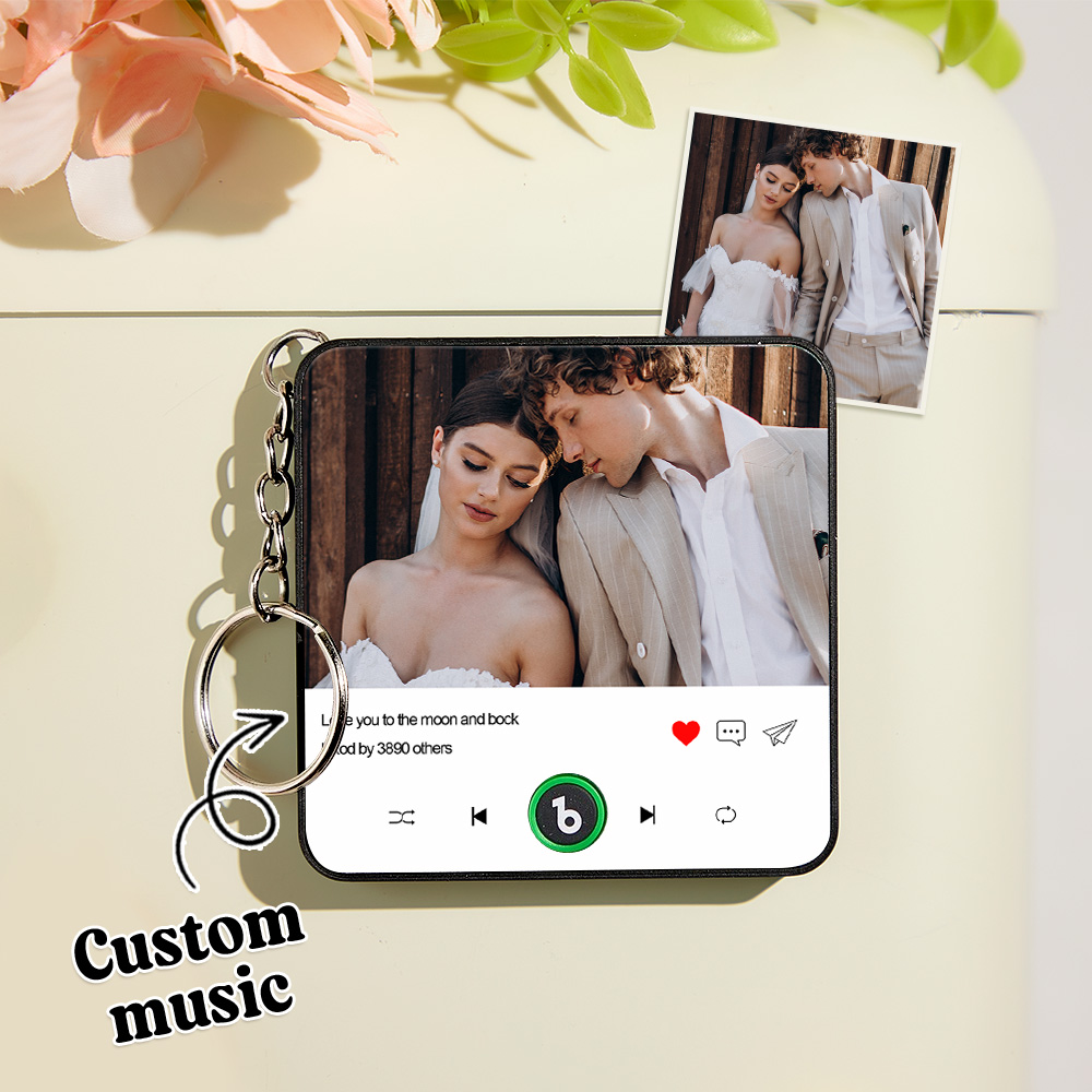 Llavero Musical Personalizado Con Foto Y Texto, Con Caja De Música Y Colgante Para Bolso Que Reproduce Música Sin Necesidad De Teléfono Móvil. El Mejor Regalo Para Ella.