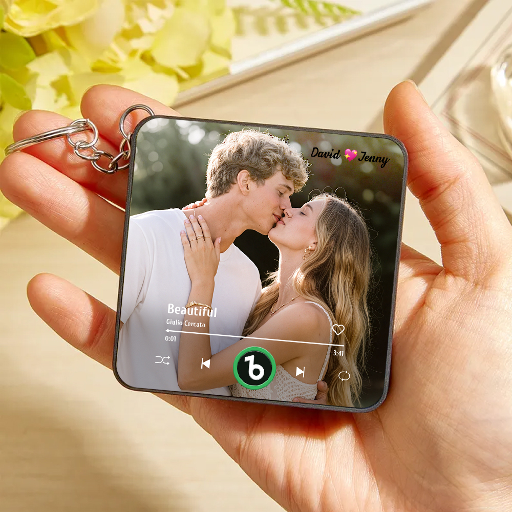 Custom Mini Music Fridge Magnet Keychain Custom Mini Album Fridge Magnet Keychain Music Wall Photo Sticker Song Magnets That Can Play Music Valentine's Day Gifts - CustWitUK