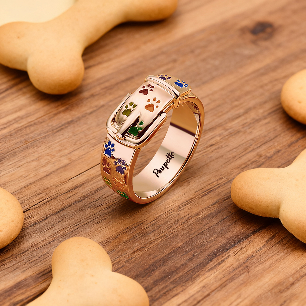 Personalized Pet Collar Ring – Custom Engraved Name & Inner Message